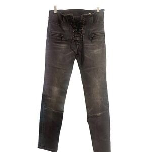 Unravel Project by Ben Taverniti Lace-Up Denim Jeans Black Women's Size 26